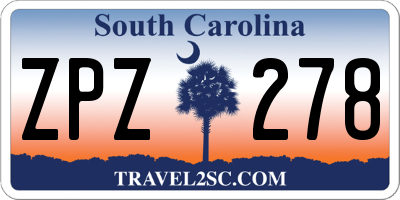 SC license plate ZPZ278