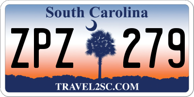 SC license plate ZPZ279