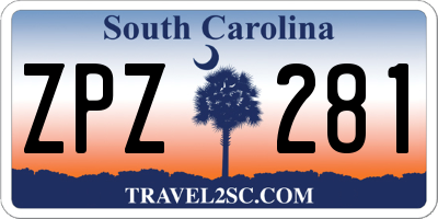 SC license plate ZPZ281