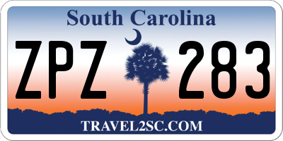 SC license plate ZPZ283