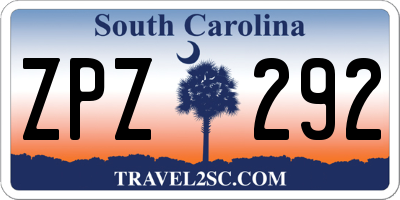 SC license plate ZPZ292