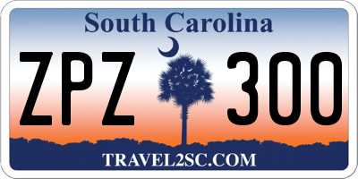 SC license plate ZPZ300