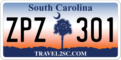 SC license plate ZPZ301