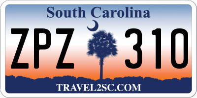 SC license plate ZPZ310
