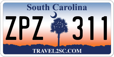 SC license plate ZPZ311