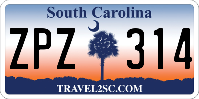 SC license plate ZPZ314
