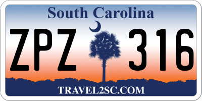 SC license plate ZPZ316
