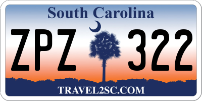 SC license plate ZPZ322