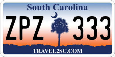 SC license plate ZPZ333