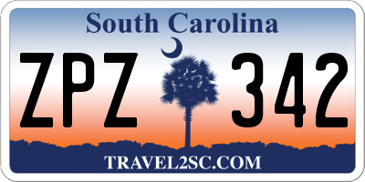 SC license plate ZPZ342