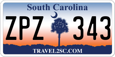 SC license plate ZPZ343