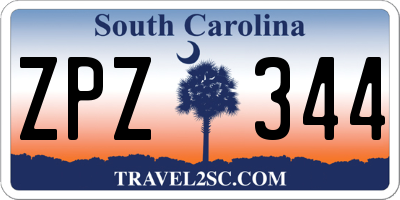 SC license plate ZPZ344