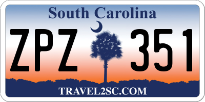 SC license plate ZPZ351