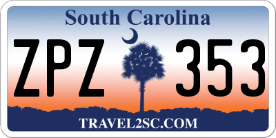 SC license plate ZPZ353