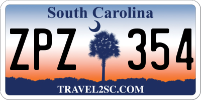 SC license plate ZPZ354