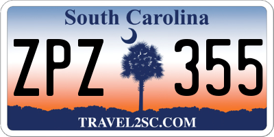 SC license plate ZPZ355