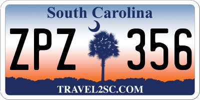 SC license plate ZPZ356