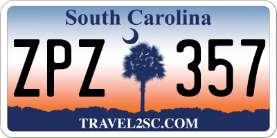 SC license plate ZPZ357