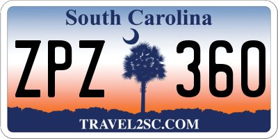 SC license plate ZPZ360