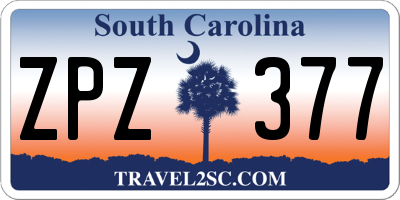 SC license plate ZPZ377