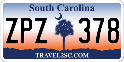 SC license plate ZPZ378