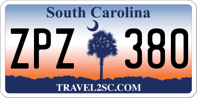 SC license plate ZPZ380