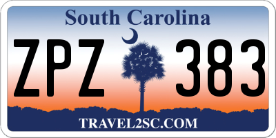 SC license plate ZPZ383