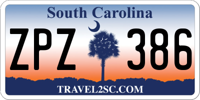 SC license plate ZPZ386