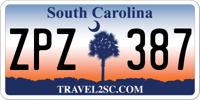 SC license plate ZPZ387