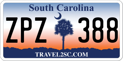 SC license plate ZPZ388