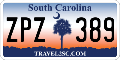 SC license plate ZPZ389