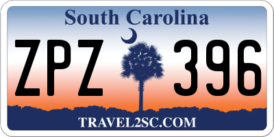 SC license plate ZPZ396