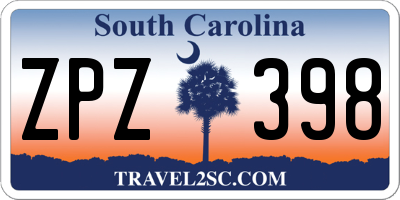 SC license plate ZPZ398