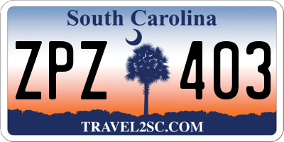 SC license plate ZPZ403