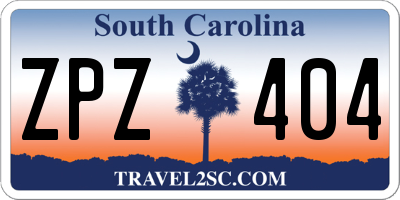 SC license plate ZPZ404