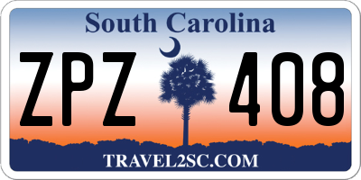SC license plate ZPZ408