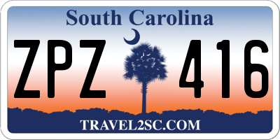 SC license plate ZPZ416