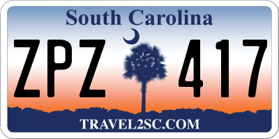 SC license plate ZPZ417