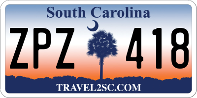 SC license plate ZPZ418