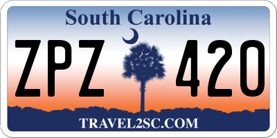 SC license plate ZPZ420