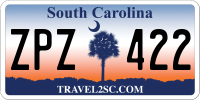 SC license plate ZPZ422