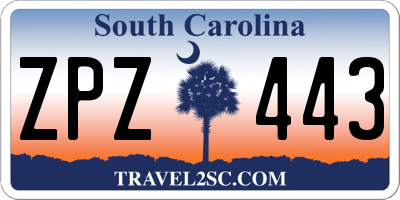 SC license plate ZPZ443