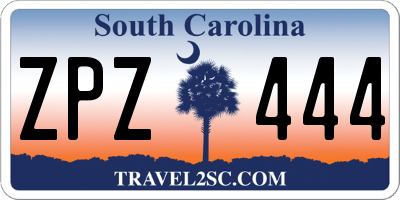 SC license plate ZPZ444