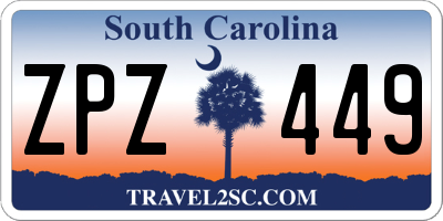 SC license plate ZPZ449