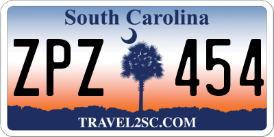 SC license plate ZPZ454