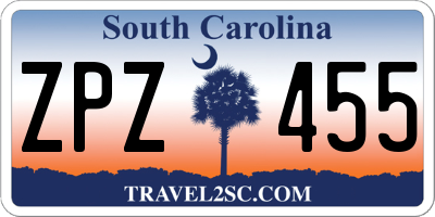 SC license plate ZPZ455