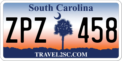 SC license plate ZPZ458