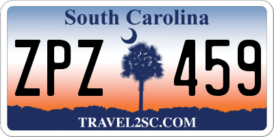 SC license plate ZPZ459