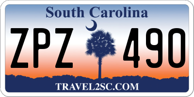 SC license plate ZPZ490