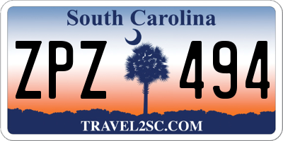 SC license plate ZPZ494